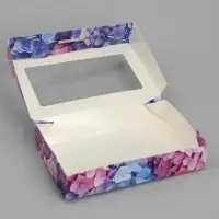 Кондитерская упаковка, коробка с ламинацией «Гортензия», 20 х 12 х 4 см