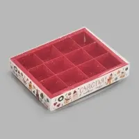 Коробка под 12 конфет с ячейками &laquo;Сачстья в новом году!&raquo;, 14.5&times;18.5&times;3 см
