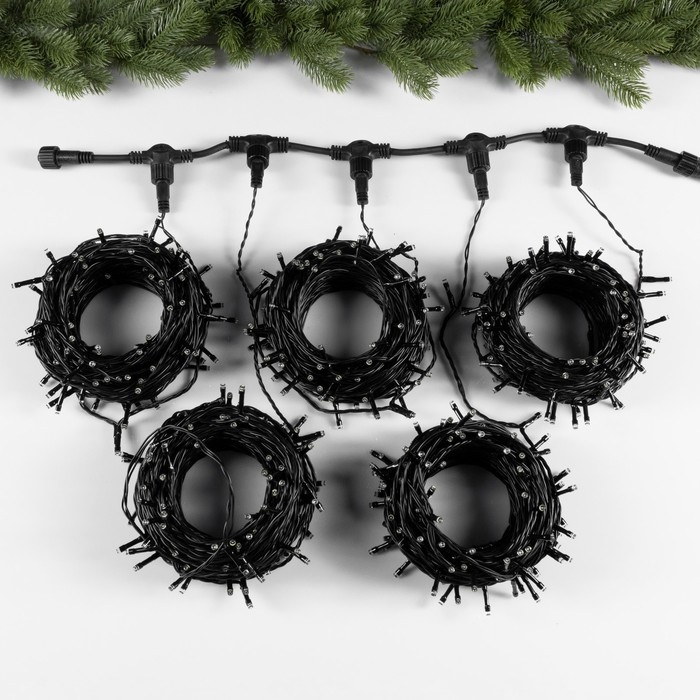 Гирлянда &laquo;Клип-лайт&raquo; 5 нитей по 20 м, IP44, УМС, тёмная нить, 665 LED, свечение белое, мерцание, 24 В