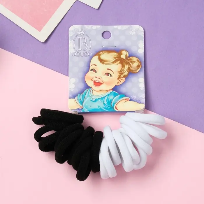 Резинка для волос "Крошка" (набор 20 шт) радость, 2,5 см, чёрный белый