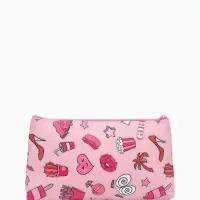 Косметичка - пенал GIRL, на молнии, плоская, маленькая, розовая