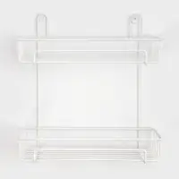 Полка для ванной прямоугольная, 2-х ярусная, 29*12,5*30 см, цвет белый
