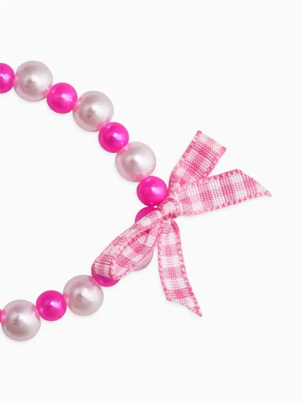 Браслет детский Браслет детский "Выбражулька" котик, бант, жемчуг, цвет бело-розовый