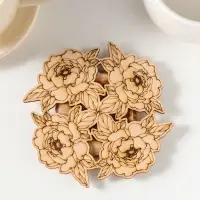 Подставка под горячее &laquo;Цветы&raquo;, вид 3, 11см, можжевельник, фанера