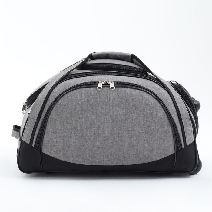 Сумка дорожная на колёсах, отдел на молнии, отдел для обуви, 3 наружных кармана, цвет чёрный/серый Сумка дорожная на колёсах, отдел на молнии, отдел для обуви, 3 наружных кармана, цвет чёрный/серый