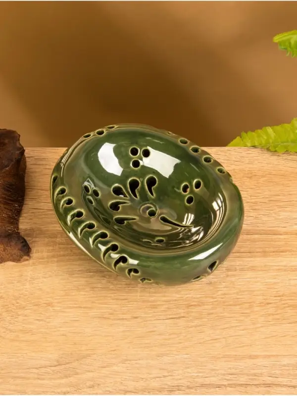 Мыльница &laquo;Цветочный узор&raquo;, 13&times;5.5&times;10.5 см, керамика, зелёная