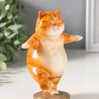 Сувенир полистоун лак "Пухлый кот-йог" 12х7х14,7 см