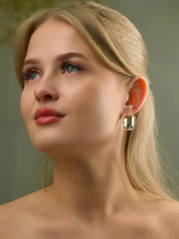 Серьги &laquo;Кристалл&raquo;, прямоугольник грань, цвет прозрачно-золотой