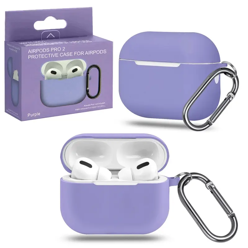 Чехол для AirPods Pro 2 с карабином №7 Purple (только для версии Lightning)