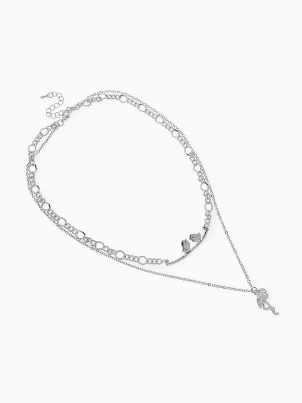 Кулон &laquo;Цепь&raquo;, фламинго, цвет серебро