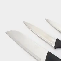 Набор кухонных ножей &laquo;Энеолит&raquo;, 3 предмета: лезвие 8.5 см, 15 см, 17 см, чёрный