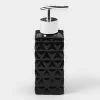 Набор аксессуаров для ванной комнаты &laquo;Ромбы&raquo;, 4 предмета, дозатор 230 мл, мыльница, 2 стакана, чёрный