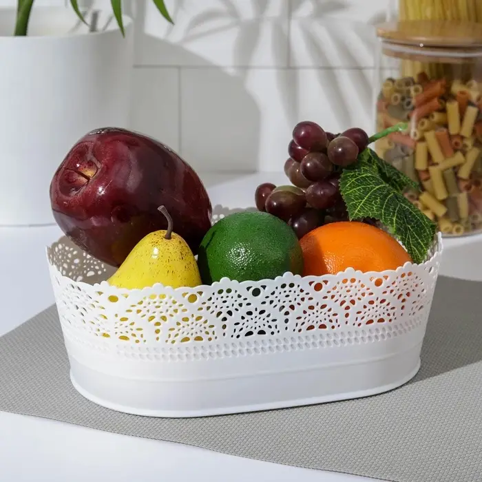 Корзинка для хлеба и фруктов IDEA &laquo;Ажур&raquo;, пластик, 14&times;22&times;8 см, белая