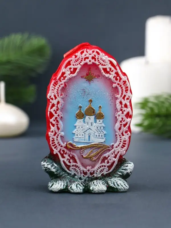 Свеча фигурная "Храм в рамке" 5,5х4х9 см, цв. красный