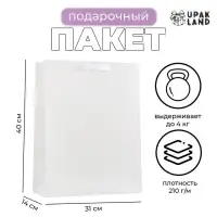 Пакет подарочный ламинированный вертикальный &laquo;Белый&raquo;, L 31&times;40&times;14 см