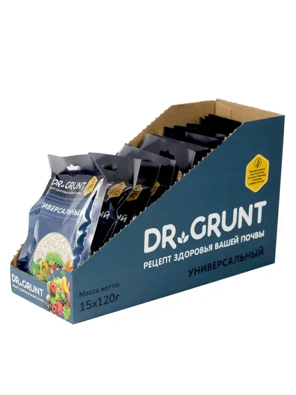 Удобрение минеральное универсальное, Dr.Grunt, шоу-бокс, 15 саше Удобрение минеральное универсальное, Dr.Grunt, шоу-бокс, 15 саше