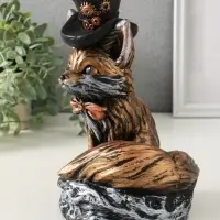 Копилка "Лиса в шляпе" 24х15 см, бронза с серебром Копилка "Лиса в шляпе" 24х15 см, бронза с серебром