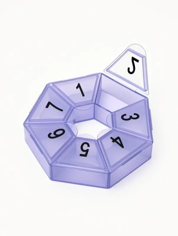 Таблетница &laquo;Цифры&raquo;, 7.5&times;7.5&times;1.7 см, 7 секций, МИКС