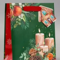 Пакет подарочный новогодний ламинированный с тиснением &laquo;Уют&raquo;, люкс, 18&times;22.3&times;10 см