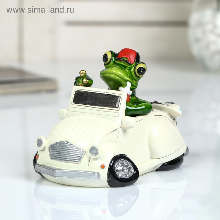 Сувенир полистоун лак Сувенир полистоун лак "Лягуха в кабриолете" 10х9х14 см