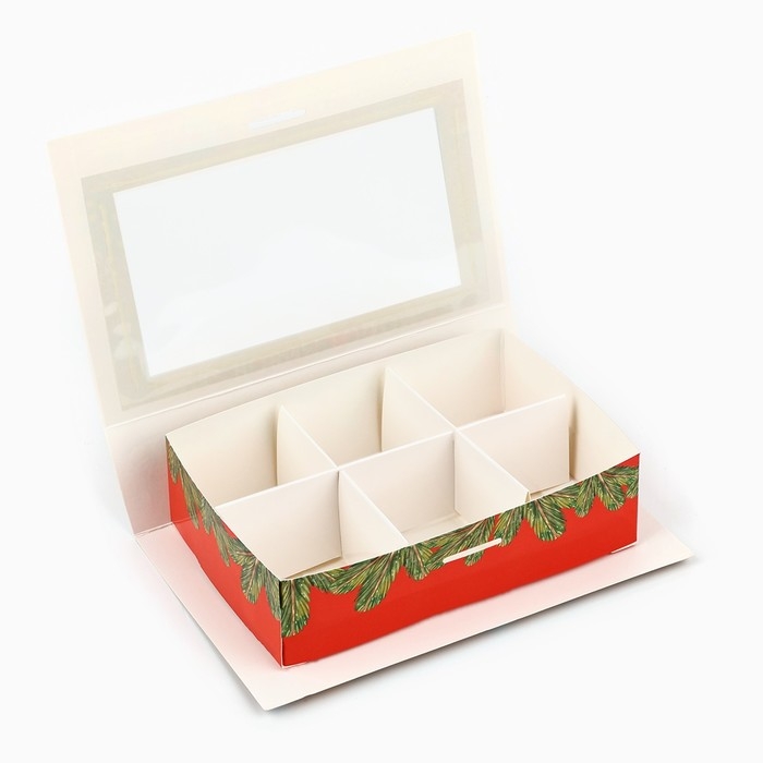 Коробка под 6 конфет с ячейками «Новогодние атрибуты» 14.8 х 9.5 х 3.5 см, Новый год Коробка под 6 конфет с ячейками «Новогодние атрибуты» 14.8 х 9.5 х 3.5 см, Новый год
