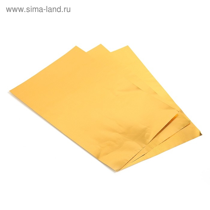 Фольга А4, 3 листа, золотая, для чеканки, в папке