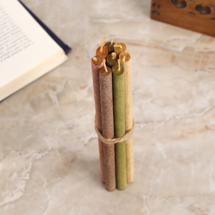 Свеча магическая медовая с травами для проработки чакр  Свеча магическая медовая с травами для проработки чакр "7 чакр", 8 штук