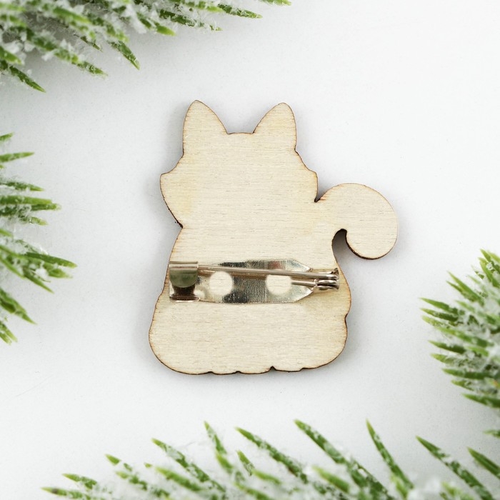 Значок новогодний в коробочке «Кот» 3 х 3,3 см Значок новогодний в коробочке «Кот» 3 х 3,3 см