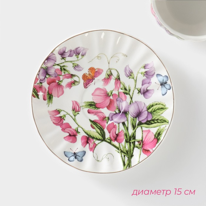 Набор чайный керамический Доляна «Колокольчики», 4 предмета: чашка 250 мл, блюдца d=15 см Набор чайный керамический Доляна «Колокольчики», 4 предмета: чашка 250 мл, блюдца d=15 см