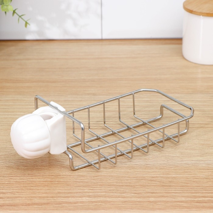 Подставка для губок на кран, 17×10×3,5 см, цвет хром Подставка для губок на кран, 17×10×3,5 см, цвет хром