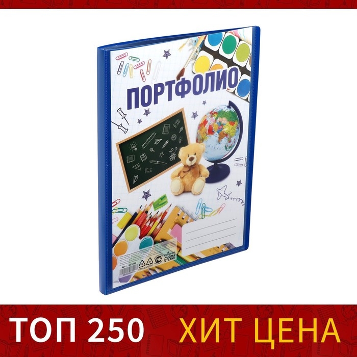 Папка-портфолио пластиковая А4, Calligrata  Папка-портфолио пластиковая А4, Calligrata "Снова в школу", 20 файлов