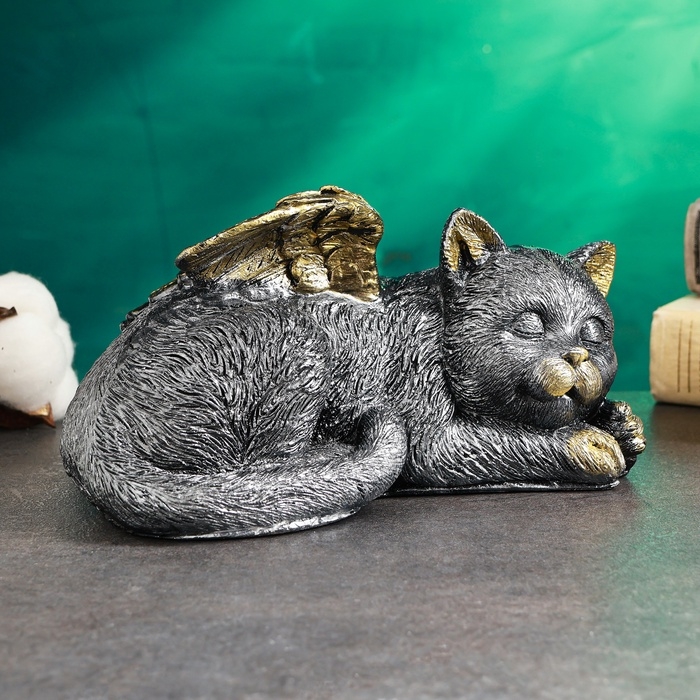 Копилка Копилка "Котенок ангел" 21х12см, серебро с позолотой