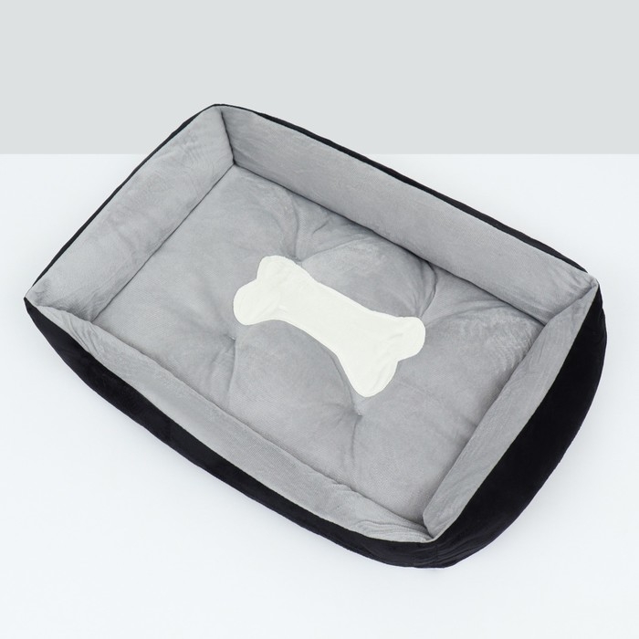 Лежанка-диван  Лежанка-диван "Косточка", 60 х 45 х 15, серо-чёрная