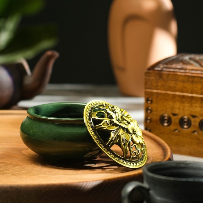 Курильница для любых благовоний  Курильница для любых благовоний "Нефрит" керамическая, зелёная