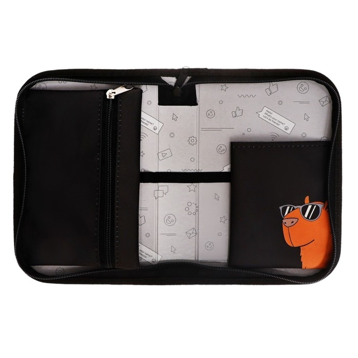 Пенал 1 секция 140 х 210 х 40 мм, откидной карман и косметичка, тканевый, Calligrata TOP Content  Пенал 1 секция 140 х 210 х 40 мм, откидной карман и косметичка, тканевый, Calligrata TOP Content "Хомячок"