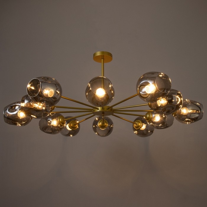 Люстра Люстра "Мурано" 12хЕ27 60Вт золото дымчатый 105х105х35см BayerLux