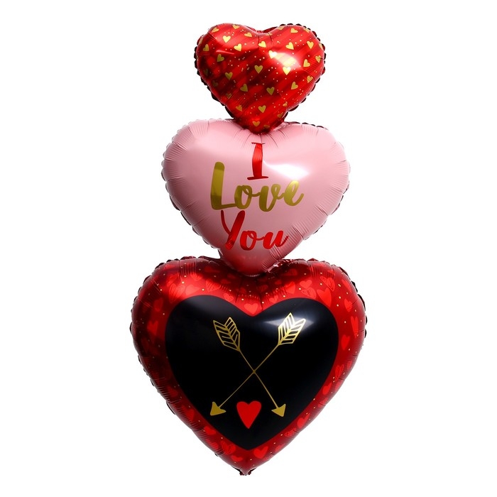 Шар фольгированный 53" &laquo;Три сердце со стрелами&raquo;