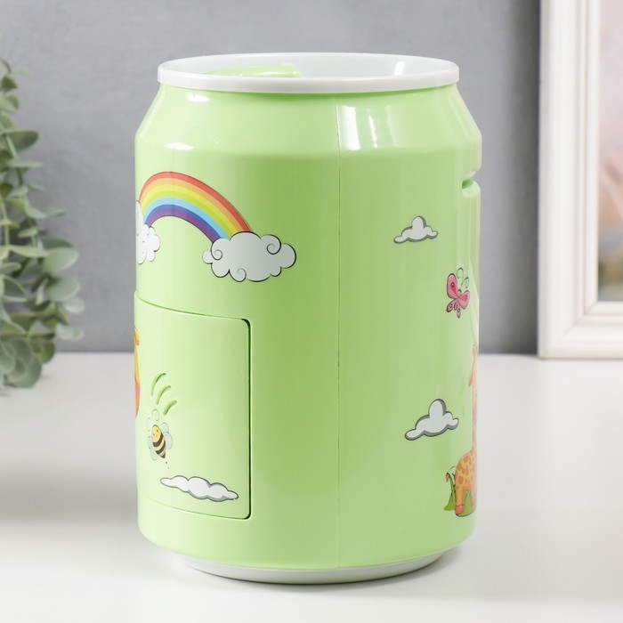 Копилка пластик Копилка пластик "Банка. Жирафики" кодовый замок, звук АА зелёный 15х21 см