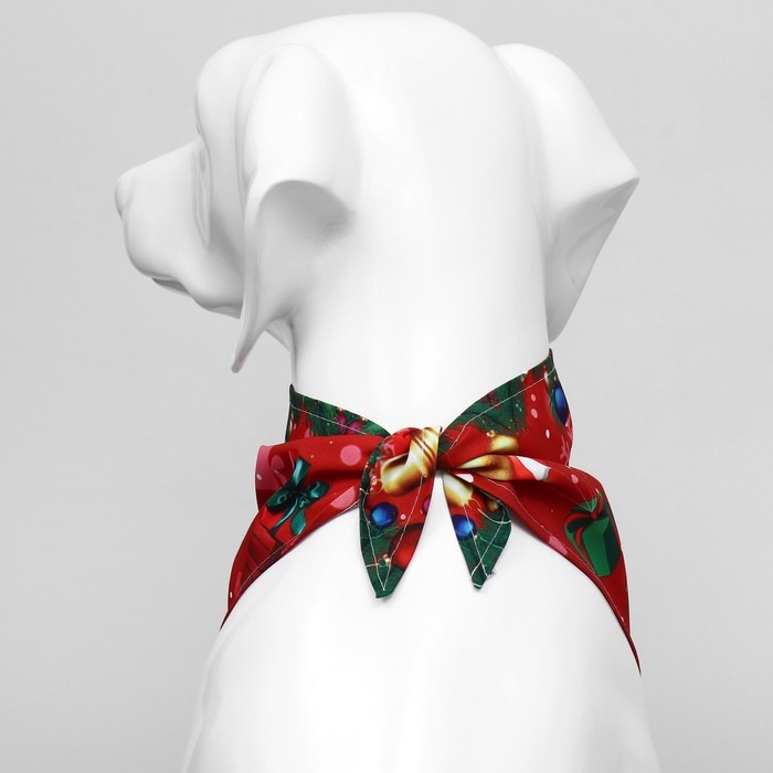 Новый год. Бандана для животных  Новый год. Бандана для животных "Дед Мороз", размер S (ОШ до 42 см)