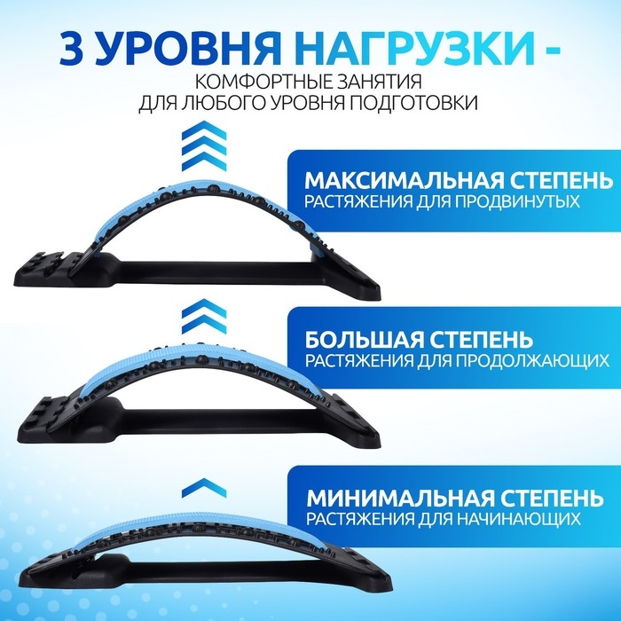 Массажёр для спины, трёхуровневый, 38 × 24,5 см, цвет МИКС Массажёр для спины, трёхуровневый, 38 × 24,5 см, цвет МИКС