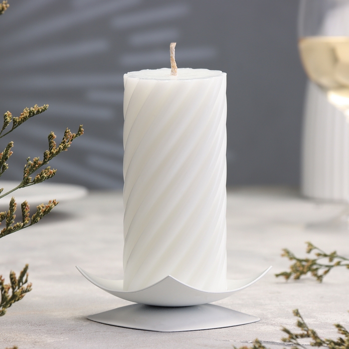 Подсвечник Подсвечник "Кварта" металл на 1 свечу, 7х2,7 см, белый