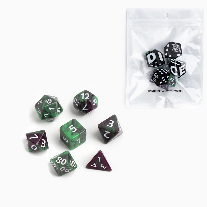 Набор кубиков для D&D (Dungeons and Dragons, ДнД)  Набор кубиков для D&D (Dungeons and Dragons, ДнД) "Время игры", серия: D&D, 7 шт