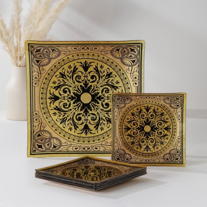 Набор столовый «Арабеска», 7 предметов: 30×30 см - 1 шт, 18×18 см - 6 шт, цвет жёлтый Набор столовый «Арабеска», 7 предметов: 30×30 см - 1 шт, 18×18 см - 6 шт, цвет жёлтый