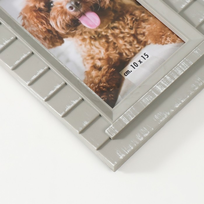 Фоторамка пластик на 2 фото 10х15 см "Домик" серая 25х35х2 см