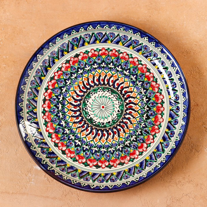 Ляган Риштанская Керамика  Ляган Риштанская Керамика "Узоры", 36 см, синий
