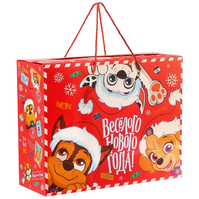 Новый год. Пакет-коробка  Новый год. Пакет-коробка "Веселого Нового Года!" 15х50х40 см, Paw Patrol