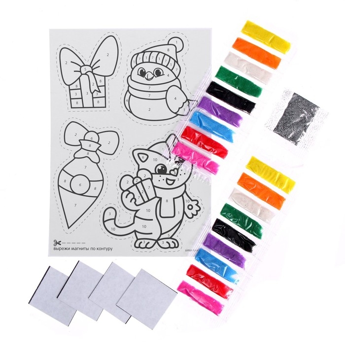 Магнит - фреска своими руками на новый год «Снегирь и котик», новогодний набор для творчества Магнит - фреска своими руками на новый год «Снегирь и котик», новогодний набор для творчества