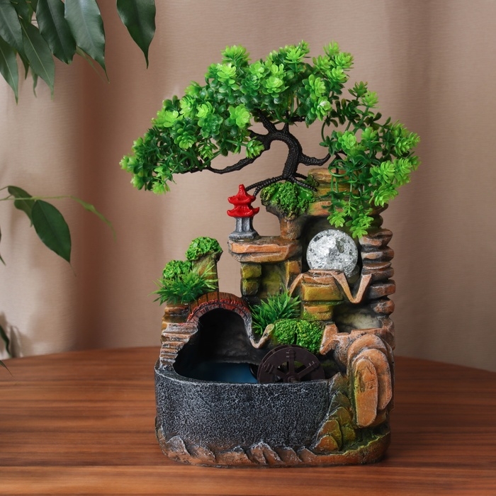 Фонтан Фонтан "Каменные ступеньки под деревом" 27х16 см (с подсветкой)