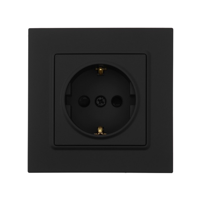 Розетка одноместная TOT Elegant, 16 А, скрытая, с з/к, черная Розетка одноместная TOT Elegant, 16 А, скрытая, с з/к, черная