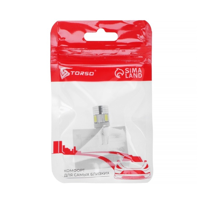 Автолампа светодиодная T10 W5W, 6 LED, 3 Вт, линза, свечение белое Автолампа светодиодная T10 W5W, 6 LED, 3 Вт, линза, свечение белое